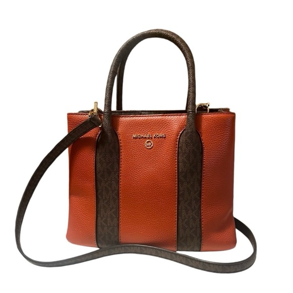 Michael Kors Red and Brown Satchel Bag - Picture 1 of 4